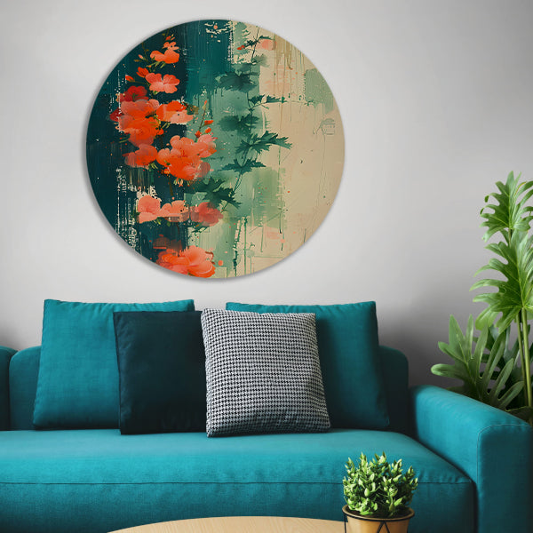 Abstracte expressie van levendige bloemen in natuur forex muurcirkel