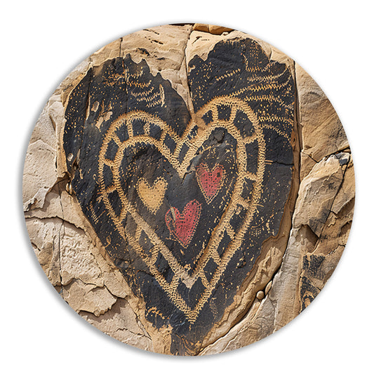 Minimalistisch Hart in Rots aluminium muurcirkel