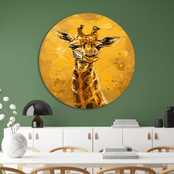 Minimalistisch Giraffe Schilderij voor Modern Interieur aluminium muurcirkel