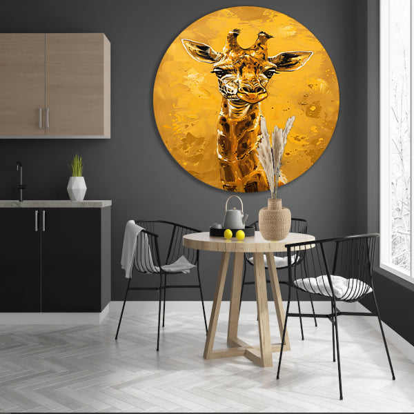 Minimalistisch Giraffe Schilderij voor Modern Interieur aluminium muurcirkel