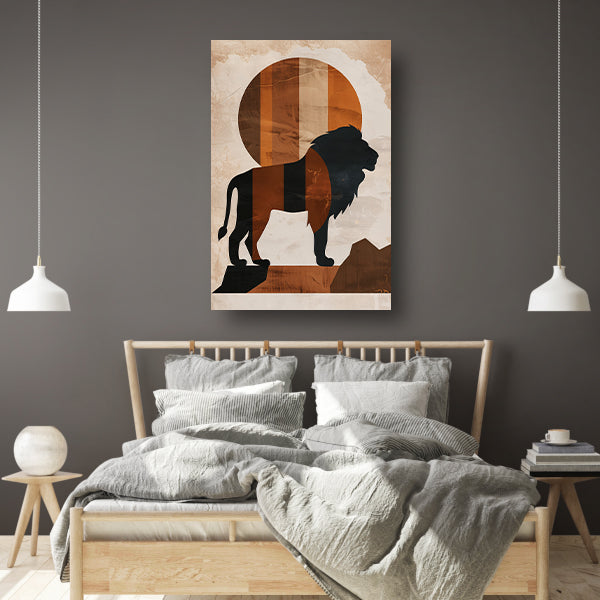 Gestileerde Leeuw op Monochrome Achtergrond canvas