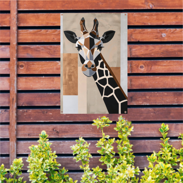 Geometrische giraffe in minimalistische stijl tuinposter