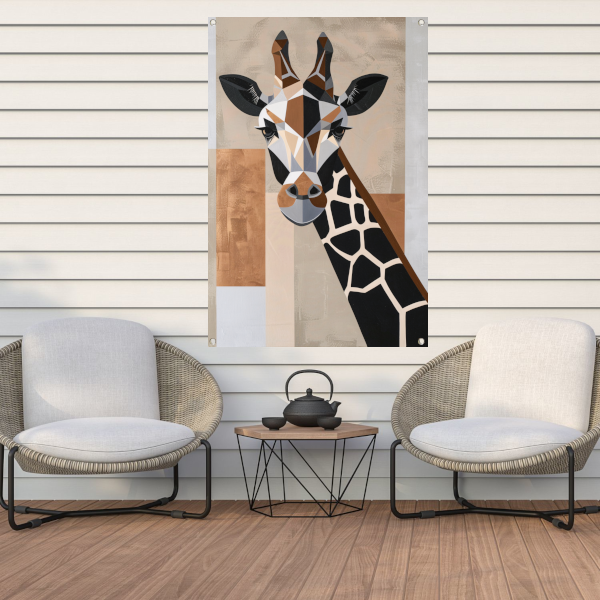 Geometrische giraffe in minimalistische stijl tuinposter