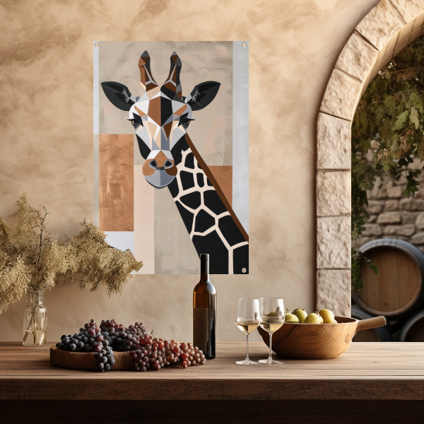 Geometrische giraffe in minimalistische stijl tuinposter