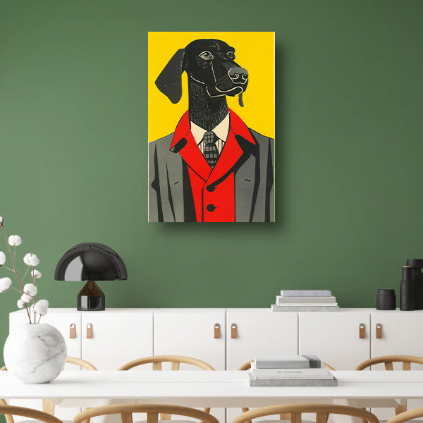 Modern Hond in Pak Kunstwerk poster