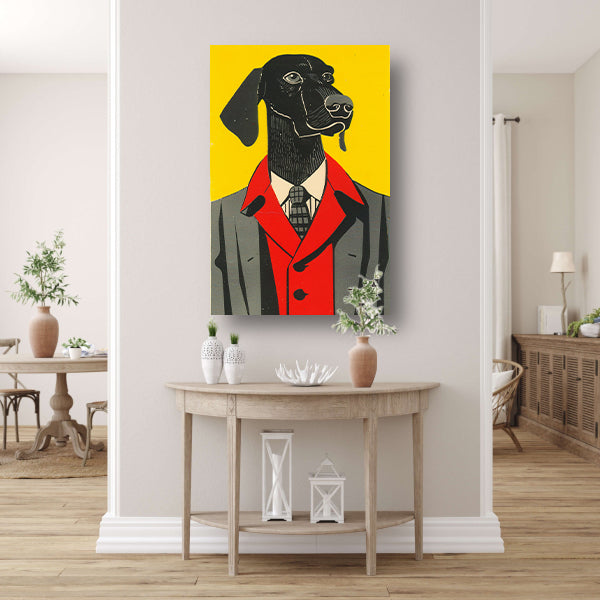 Modern Hond in Pak Kunstwerk poster