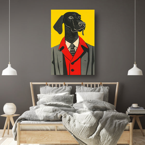 Modern Hond in Pak Kunstwerk poster
