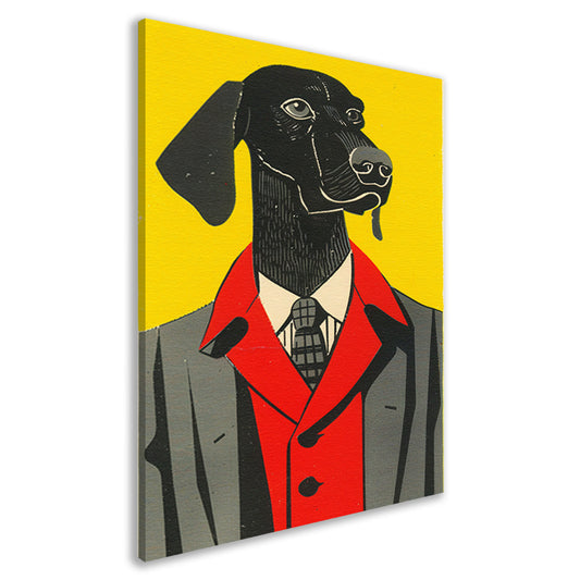 Modern Hond in Pak Kunstwerk canvas