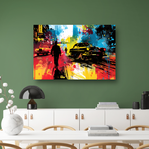 Dynamisch Stadsgezicht met Kleureplosies acrylglas