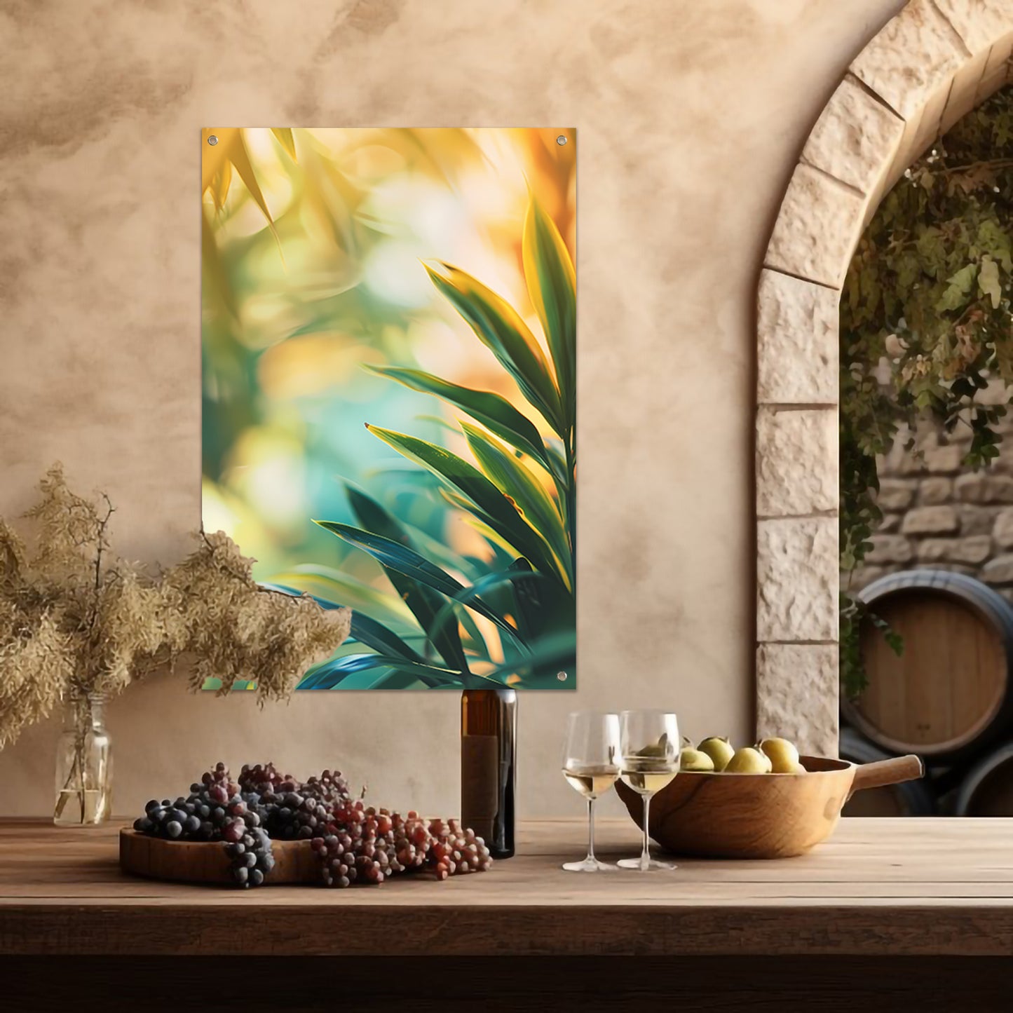 Groene bladeren in warm zonlicht tuinposter