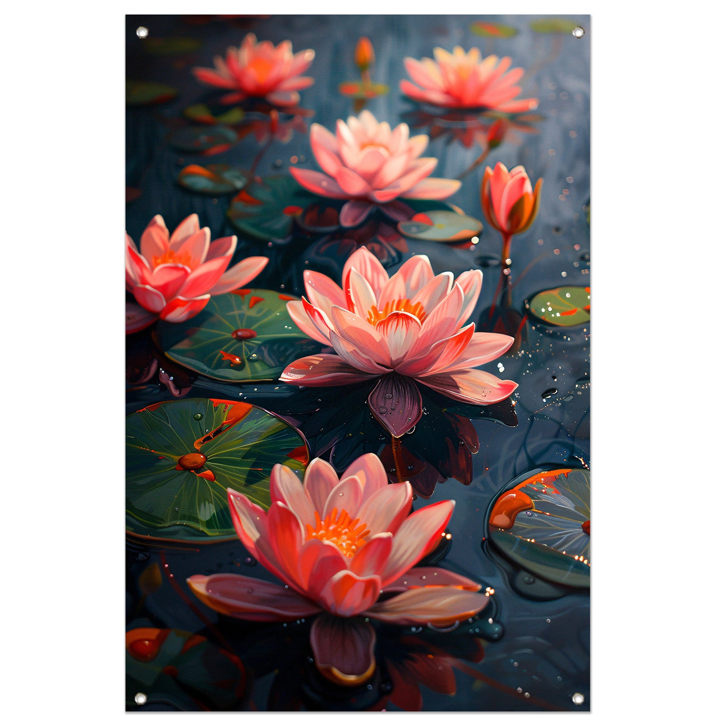 van Roze Waterlelies in een Vijver tuinposter