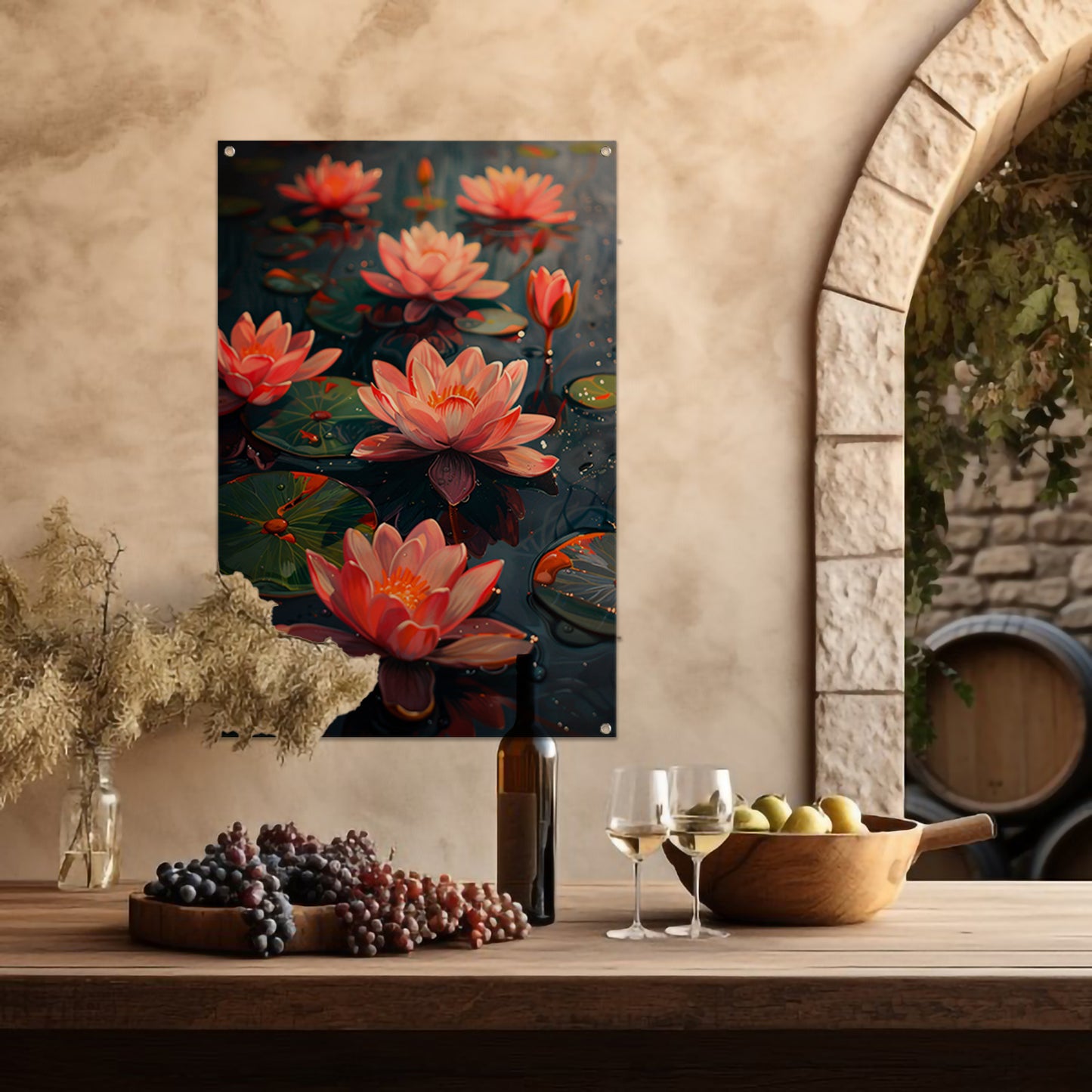 van Roze Waterlelies in een Vijver tuinposter