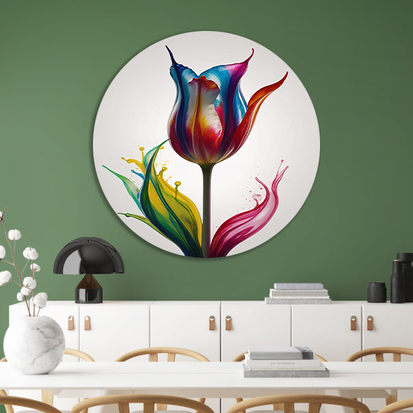 Moderne Kleurrijke Tulp in Vloeibare Stijl forex muurcirkel