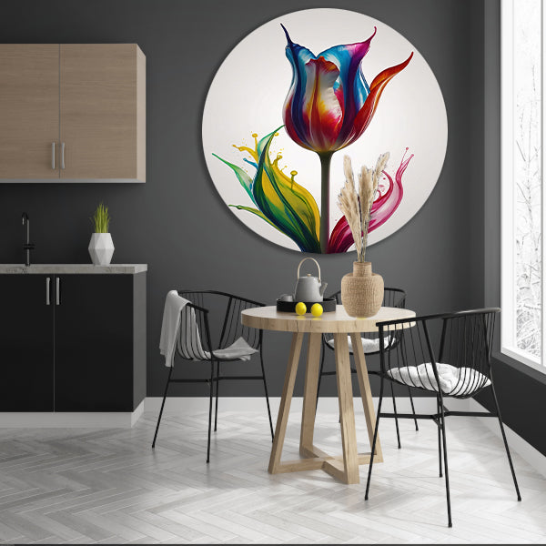 Moderne Kleurrijke Tulp in Vloeibare Stijl forex muurcirkel