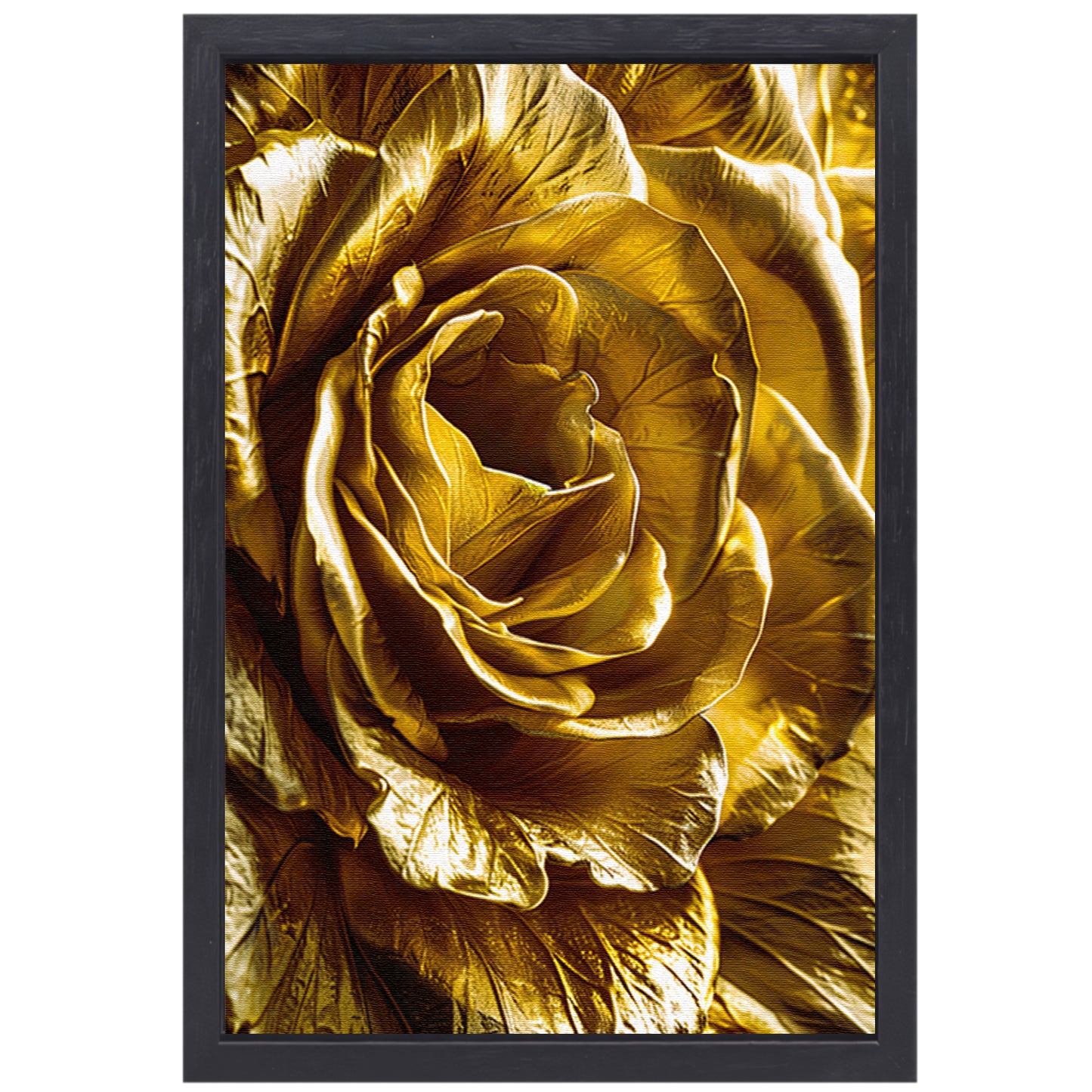 Gouden Gloed van Gedetailleerde Bloemblaadjes canvas met baklijst