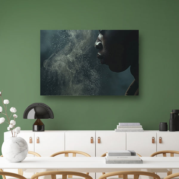 Adem in koude nachtelijke nevel poster