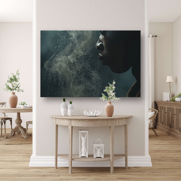 Adem in koude nachtelijke nevel canvas