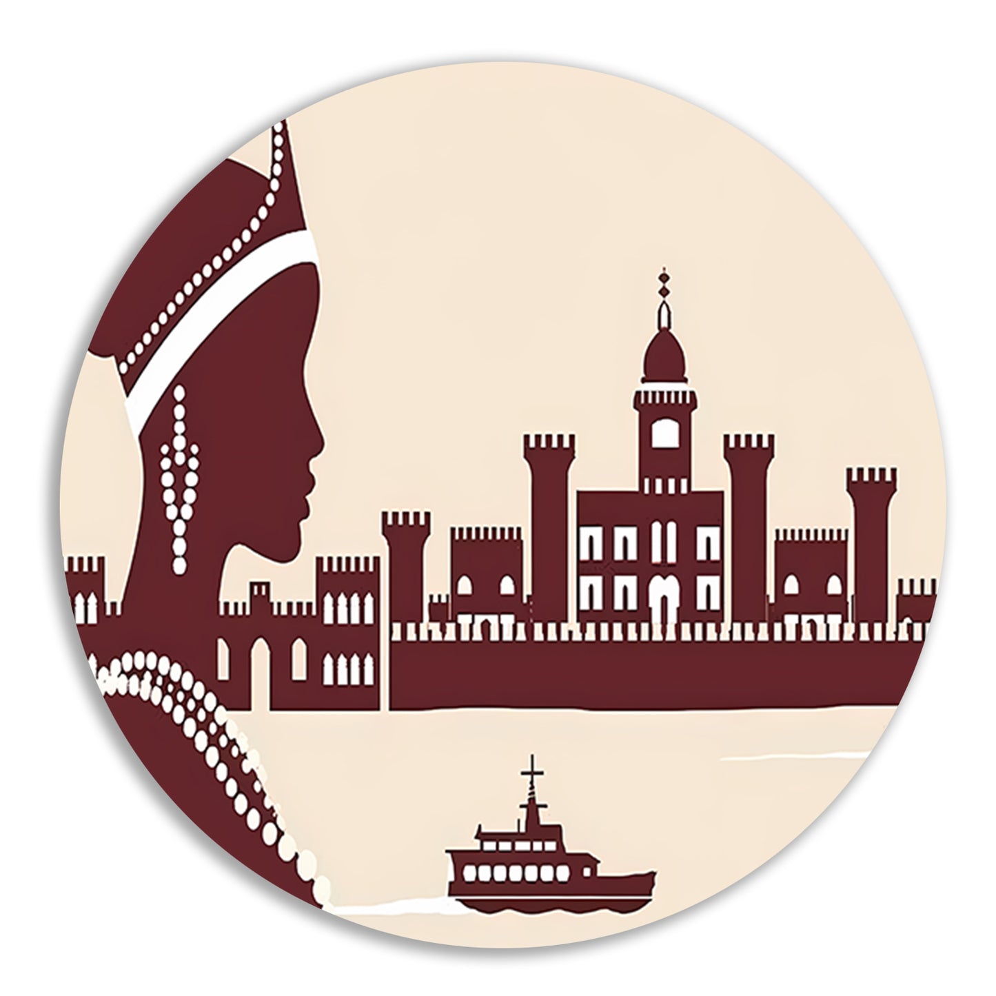 Elegant silhouet van Afrikaanse vrouw met kasteel forex muurcirkel