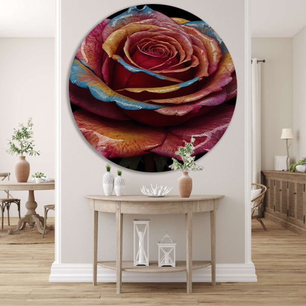 Abstracte explosie van kleurrijke rozenpracht poster