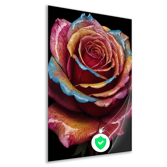 Abstracte explosie van kleurrijke rozenpracht poster