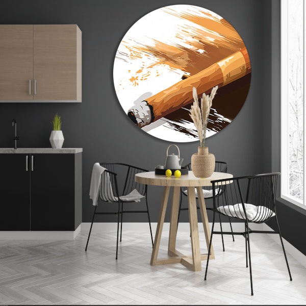 Abstracte sigaar met dynamische penseelstreken aluminium muurcirkel
