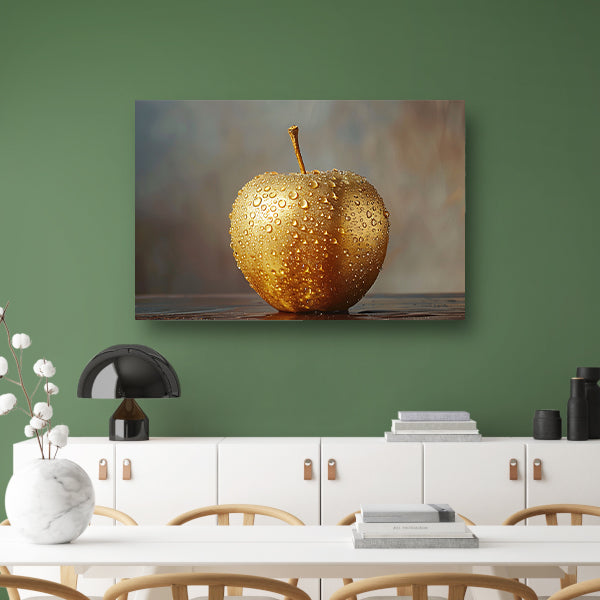 Gouden Appel met Druppels op Warme Achtergrond acrylglas