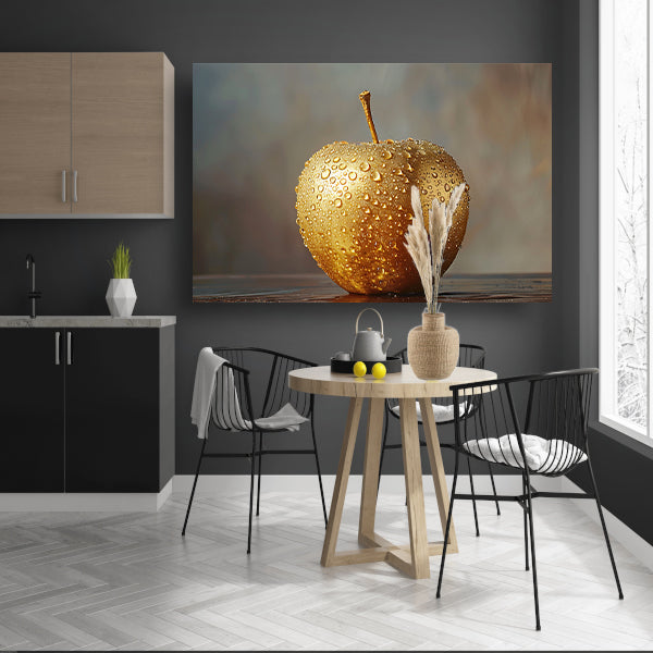 Gouden Appel met Druppels op Warme Achtergrond acrylglas