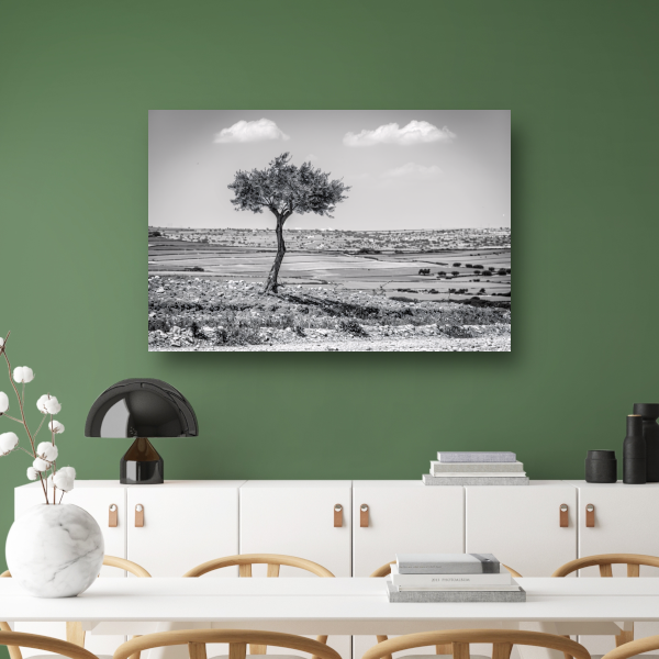 Eenzame boom op het platteland canvas