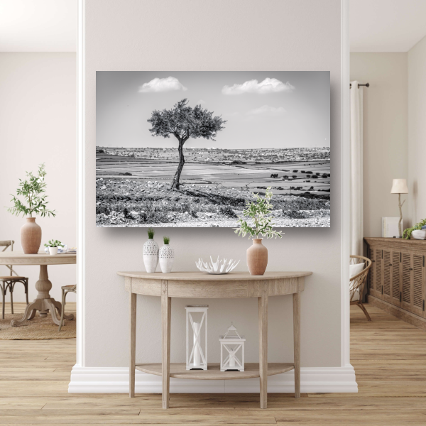 Eenzame boom op het platteland canvas
