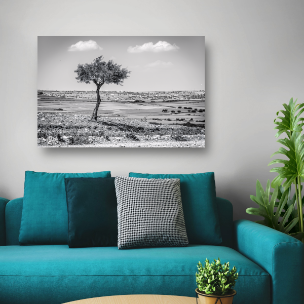 Eenzame boom op het platteland canvas
