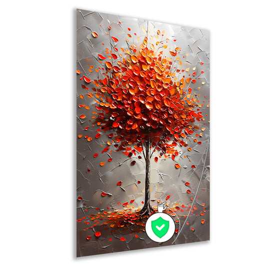 Abstract herfstboom in vurige kleuren poster