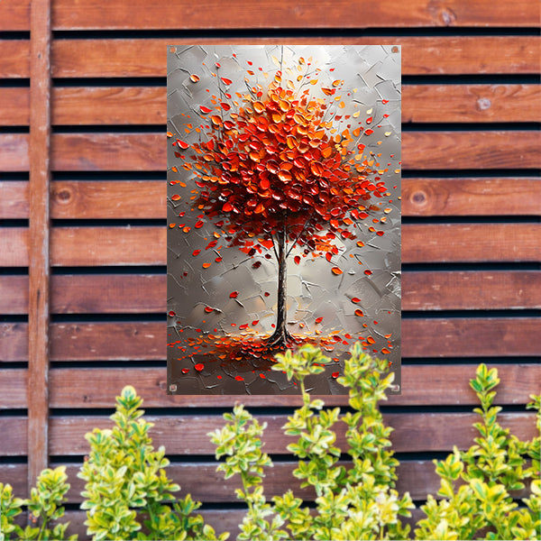 Abstract herfstboom in vurige kleuren tuinposter