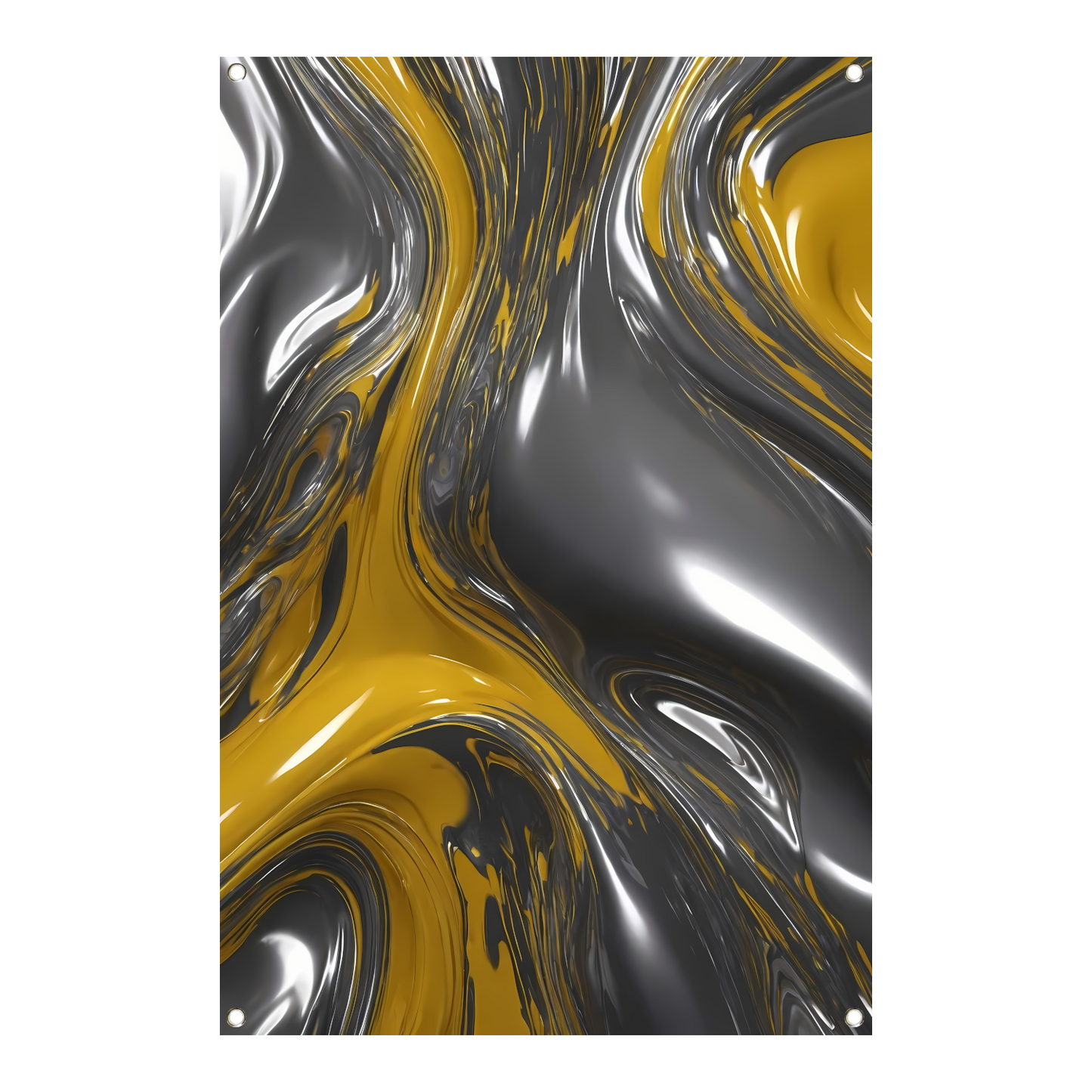 Dynamische Abstractie in Zilver en Geel tuinposter