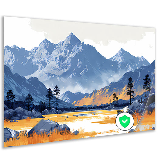 Zonsondergang bij Bergmeer in Blauwtonen poster