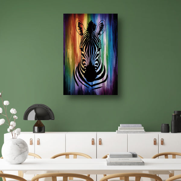 Zebra silhouet met kleurrijke regenboog achtergrond poster
