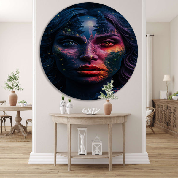 Surrealistisch portret met boslandschap forex muurcirkel