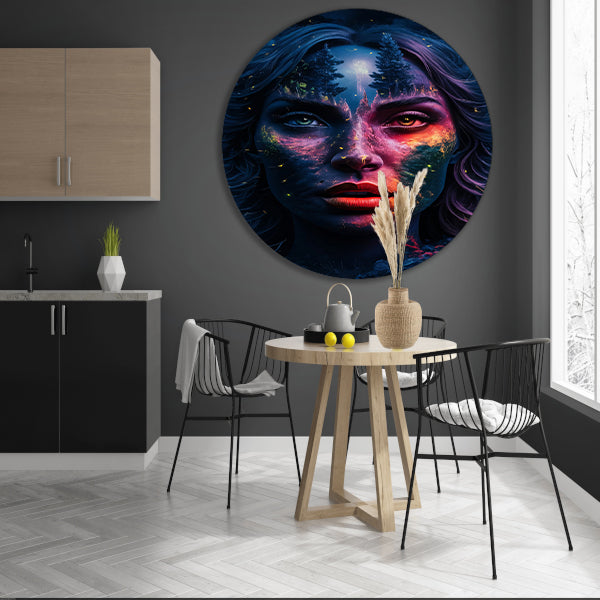 Surrealistisch portret met boslandschap forex muurcirkel