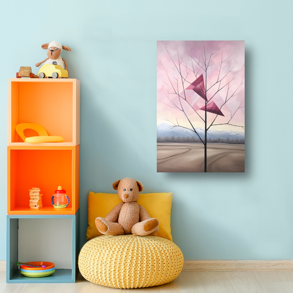 Minimalistische boom met bergen canvas