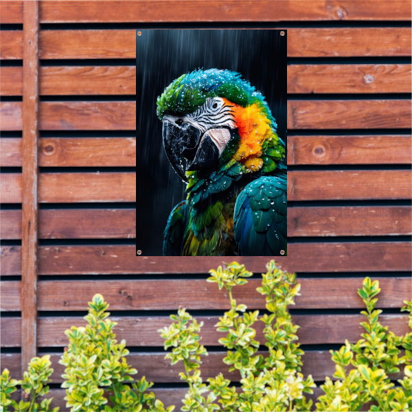 Papegaai in kleurrijke vorm tuinposter