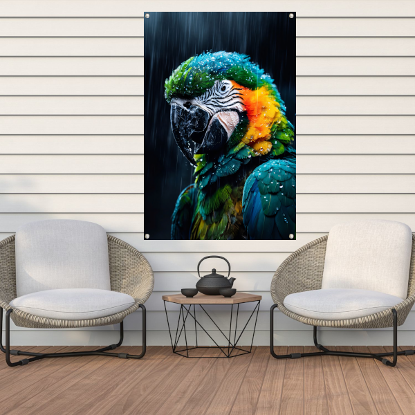 Papegaai in kleurrijke vorm tuinposter