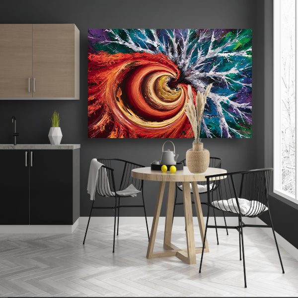 Abstracte kleurrijke spiraal met dynamiek poster