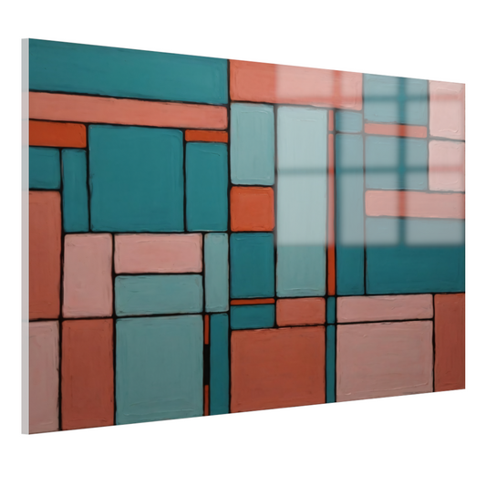 Geometrische Harmonie in Roze en Cyaan acrylglas