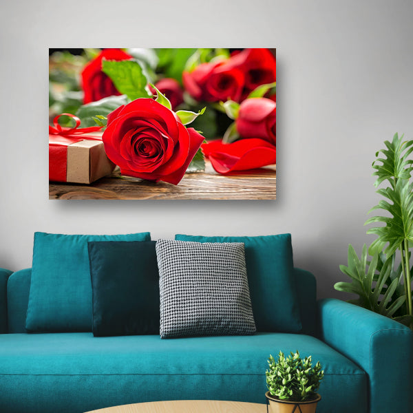Rode Rozen met Lint canvas