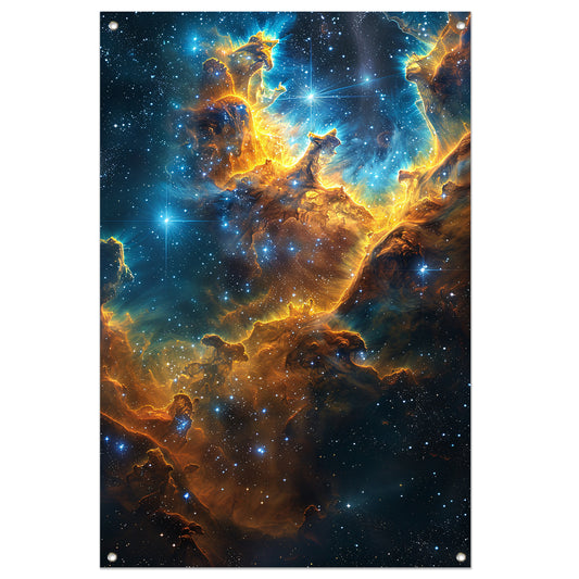 Kosmische Nevel Explosie in Levendige Kleuren tuinposter