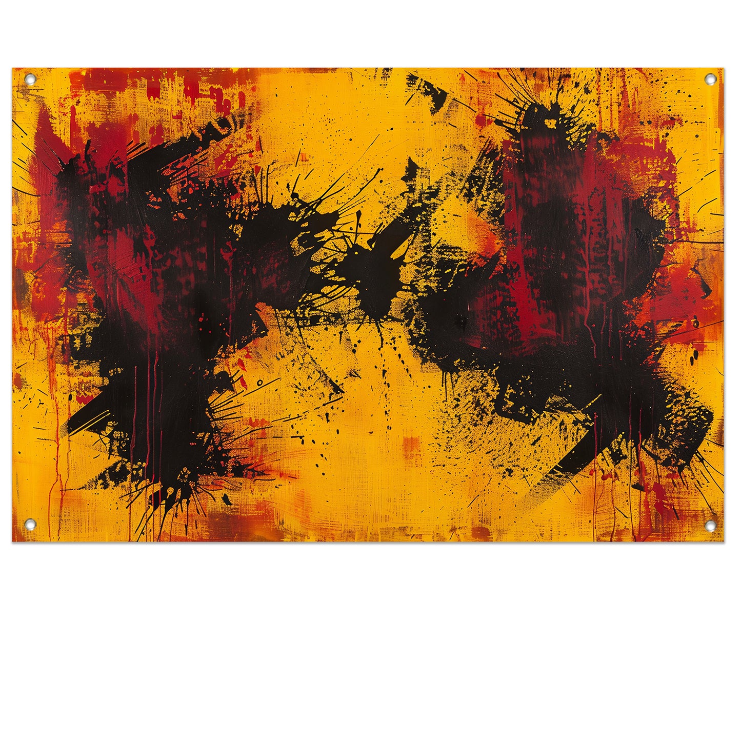 Abstract schilderij met dynamische kleurenexplosie tuinposter