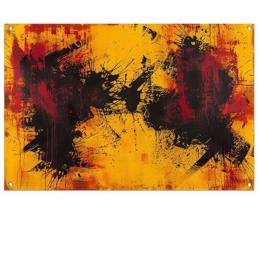 Abstract schilderij met dynamische kleurenexplosie tuinposter