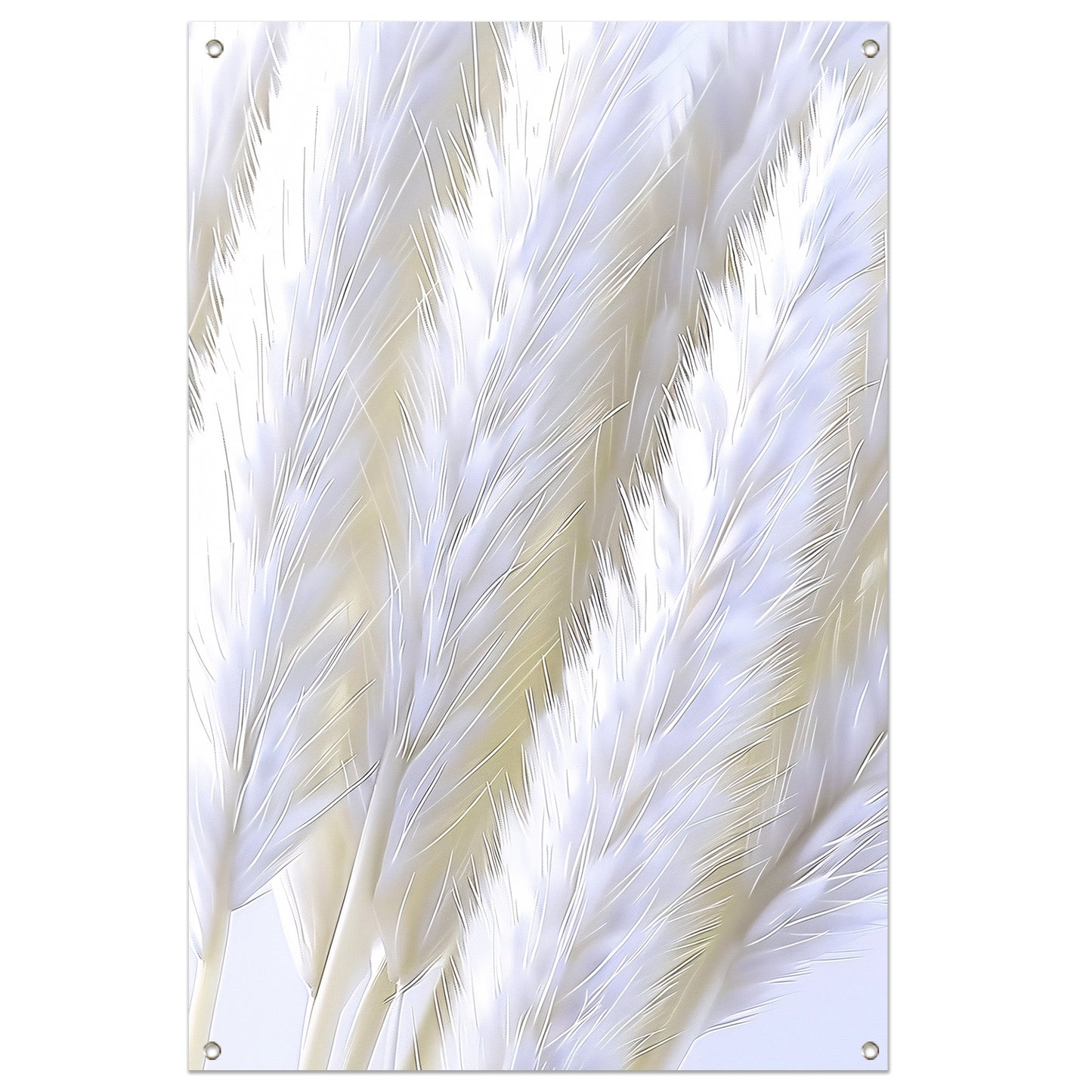 Digitale print van witte pluimen tuinposter