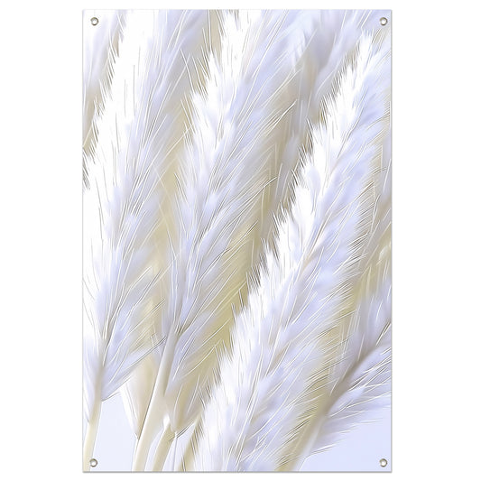 Digitale print van witte pluimen tuinposter