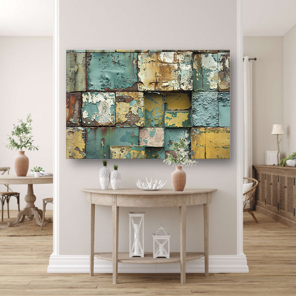 Verweerd abstract patroon schilderij met kleurenposter
