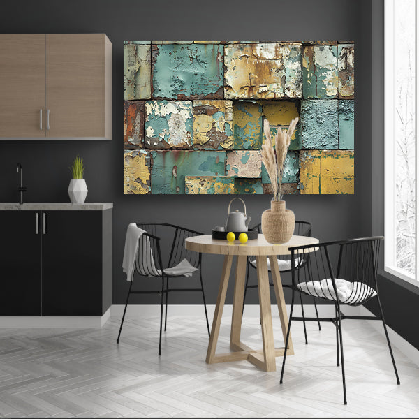 Verweerd abstract patroon schilderij met kleurenposter
